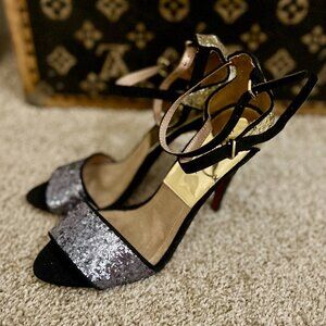 Zara Sequin Gold, Silver, Black Heels Ankle Strap
